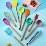 Silicone Kitchenware Cooking Utensils Set Heat Resistant Kitchen Non-Stick Cooking Utensils Baking Tools - bearfactory