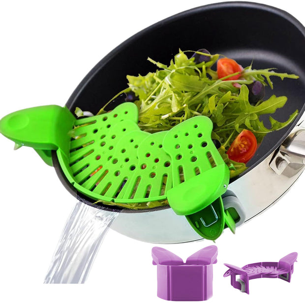 Universal Silicone Clip-on Pan Pot Strainer Anti-spill Pasta Pot Strainer Food Grade Rice Fruit Colander Strainer Kitchen Gadgets - bearfactory