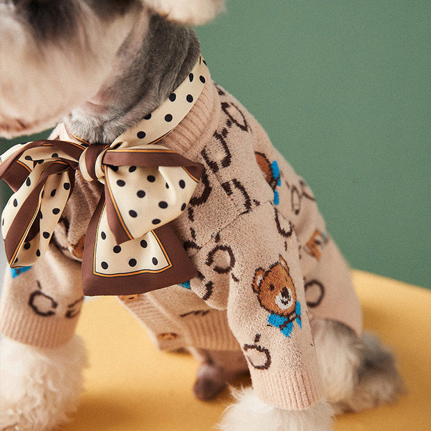 Pet Teddy Schnauzer Pomeranian Sweater Cardigan - bearfactory