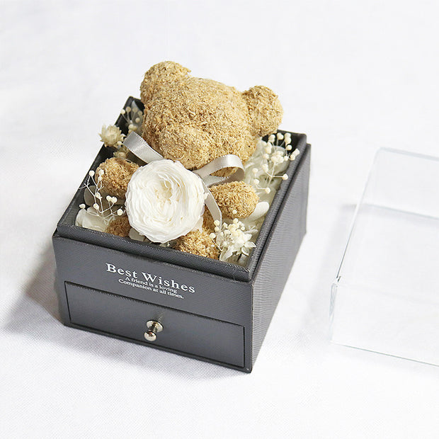 Preserved Flower Bear Drawer Jewelry Box - bearfactory