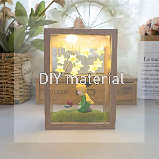 The Little Prince Night Light Handmade DIY Photo FrameStarry Fox Rose Fairy Tale Home Decor Bedroom Lamp Ornament Birthday Gift - bearfactory