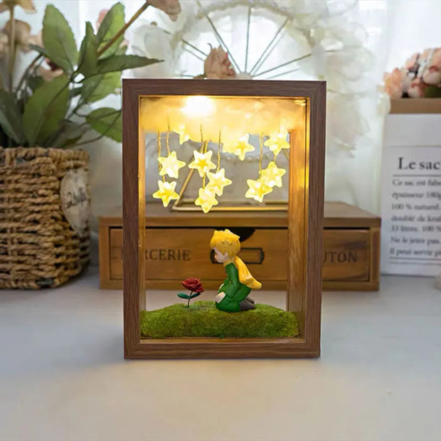 The Little Prince Night Light Handmade DIY Photo FrameStarry Fox Rose Fairy Tale Home Decor Bedroom Lamp Ornament Birthday Gift - bearfactory