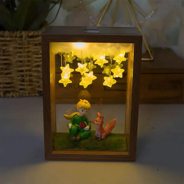 The Little Prince Night Light Handmade DIY Photo FrameStarry Fox Rose Fairy Tale Home Decor Bedroom Lamp Ornament Birthday Gift - bearfactory