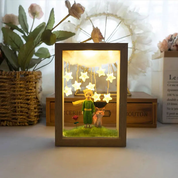 The Little Prince Night Light Handmade DIY Photo FrameStarry Fox Rose Fairy Tale Home Decor Bedroom Lamp Ornament Birthday Gift - bearfactory