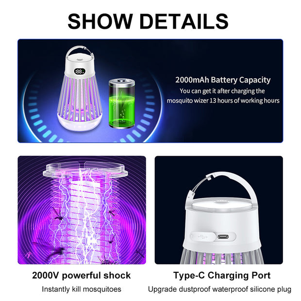 Digital Display Mosquito Killer Lamp Electric Shock Mosquito Trap Light Radiationless Insect Repellent Trap For Bedroom Outdoor Summer Gadgets - bearfactory