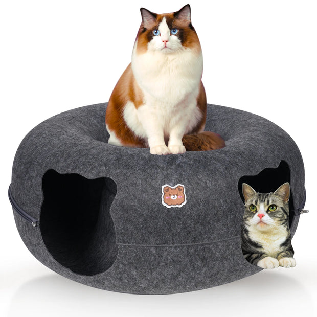 Peekaboo Donut Shape Cat Tunnel Bed - bearfactory