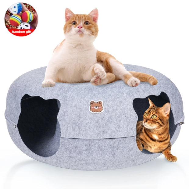 Peekaboo Donut Shape Cat Tunnel Bed - bearfactory