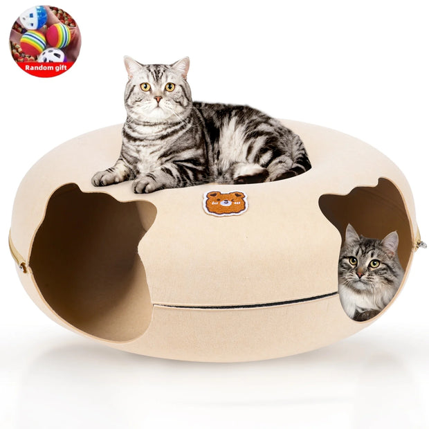 Peekaboo Donut Shape Cat Tunnel Bed - bearfactory